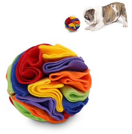 TOPWAYS Pet Snuffle Ball for Dogs - Foraging, Soft Dog Treat Dispenser Puzzle Toys, Educational Foraging Toy Slow Feeder, Small Puppy Size Dogs (Rainbow)