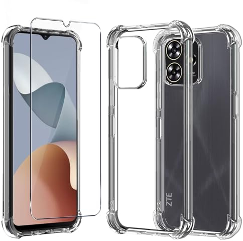 LYJERRY Hülle Transparent Weich handyhülle für ZTE Blade A73 4G Hülle,1panzerglas und 1hülle Schutzhülle Bumper Cover Silikon Gel für ZTE Blade A73 4G Airbag Hülle durchsichtig