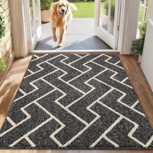 Biscpro Doormat,80x120cm Indoor Back&Front Door Mat,Non Slip Rubber Backing Absorbent Front Door Entrance Mat，Dirt Trapper Entryway Doormat,Low-Profile Machine Washable Floor Door Mat
