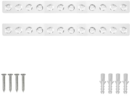Rundago 2 Stück Halskette Aufhänger, Schmuck Aufbewahrung Acryl Halskettenhalter mit 12 Diamant-Haken, Wand Ketten Organizer, Hakenleiste Selbstklebend für Ohrringe Halsketten Schlüssel