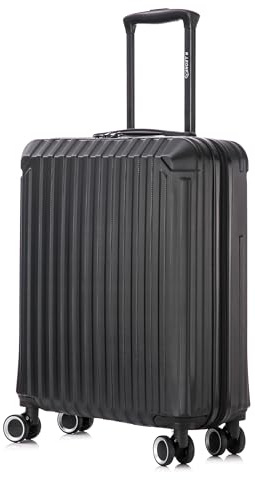 R.Leone Valigia Ryanair 55x40x20 cm Trolley Bagaglio a mano 4 Ruote Autonomo in ABS 2208 (Nero, S Bagaglio mano 55x40x20cm)