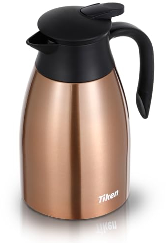 Tiken 1.5L Thermal Coffee Carafe Jug, Stainless Steel Insulated Vacuum Coffee Pot Flask for Tea Hot and Cold Drinks