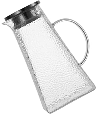 Pichet à eau en verre, bouteille d'eau froide avec marteau, théière transparente, récipient en acier inoxydable, pichet à citron, pichet à eau, pichet en verre avec couvercle, machine à thé glacé (Co