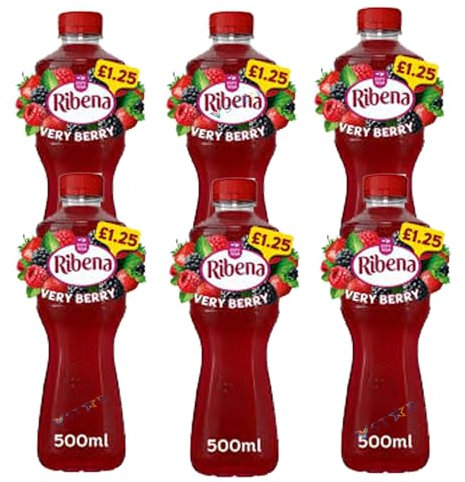 Riibena Very Berry, Blackcurrant,Pineapple & Passion Fruit Juice Variety pack Drink PMP 500ml (6 Bottles, Very Berry Juice)