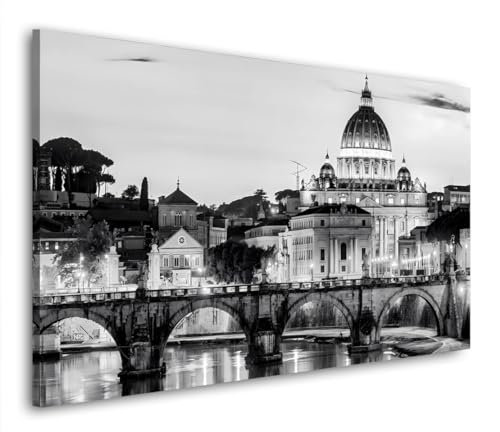 Rom Petersdom schwarz weiß Leinwandbild Wandbild Kunstdruck XL Wanddeko Größe 130x70x2cm