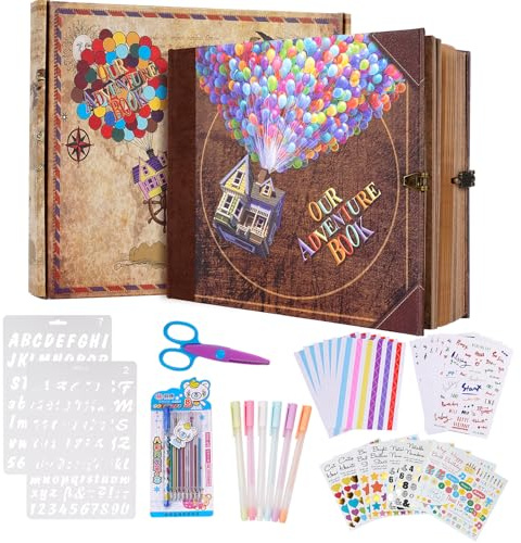 Our Adventure Book Scrapbook Photo Album with 146 Pages Embossed Words Hard Cover Travel Scrapbook, Memory Scrapbook Supplies, For Anniversary Wedding, Valentines' gifts, Christmases etc