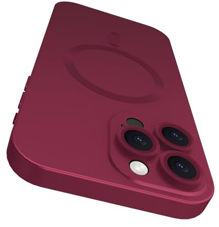 VCGFJD Magnetic for iPhone 16 Pro Max Case with Camera Lens Protector [Compatible with Magnetic], Matte Metallic Lustre Slim Soft TPU Bumper Shockproof Phone Case for iPhone 16 Pro Max 6.9 - Wine Red