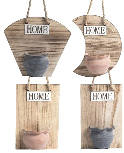 Maceta de montaje en pared para plantas de interior, macetas de pared de madera maciza de arcilla de madera maciza | Decoración de pared para sala de estar