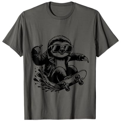 Skateboard Faultier Mit Sonnenbrille T-Shirt