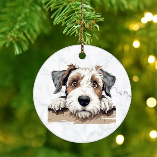 Sealyham Terrier Weihnachtsdekoration, rund, für Weihnachtsbaum, Dekoration, Anhänger, Kugel, Haustier, Hund, Andenken, Winter-Andenken, Neujahrs-Souvenir