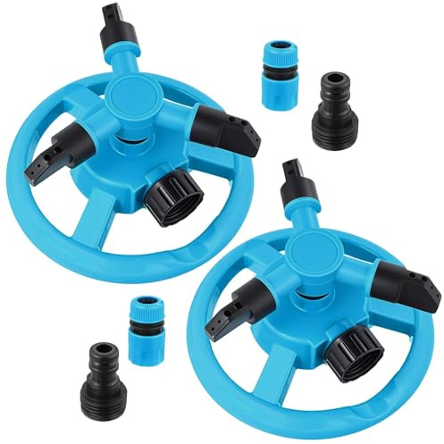 Ninehaoou 2 Pack 360 Degree Rotating Lawn Sprinklers Automatic Garden Watering System for Yard and Garden, 3 Arm Design with 1/2 Connector for Efficient Irrigation