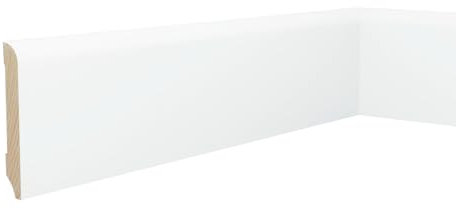 Onlywood Battiscopa Legno Bianco Liscio Made in Italy - Altezza Battiscopa legno 70 mm - Spessore 10 mm - Asta da 2,4 Metri - Laccato BIANCO RAL 9010 o 9016 a scelta (Bianco RAL 9016)