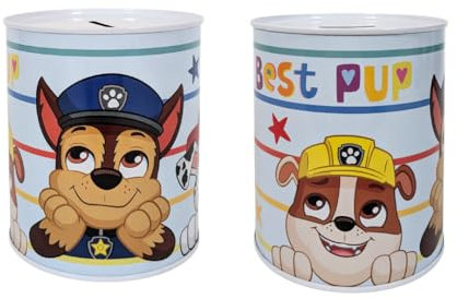 My sweety pop - Spardose aus Metall Paw Patrol weiß - Schule - Münzaufbewahrung - 12 cm - Geschenkidee