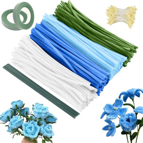 400 Piezas Limpiapipas Manualidades, Limpiapipas Alambres de Chenilla Alambre Limpiapipas para Manualidades Tallos de Chenilla Multicolor Limpia Pipas para Manualidades (Azul)