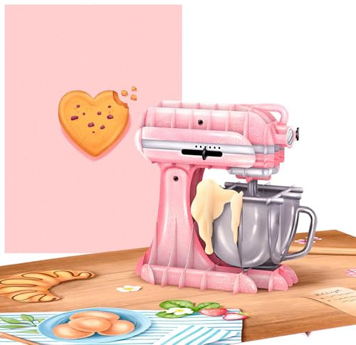 PopLife® Pink Baking Standmixer 3D Pop Up Karte - Muttertag, Geburtstag, Jahrestag, Valentinstag - Für Bäcker, Konditoren, Küchenliebhaber, Mutter, Großmutter, Ehefrau, Freundin - Süße Grußkarte für