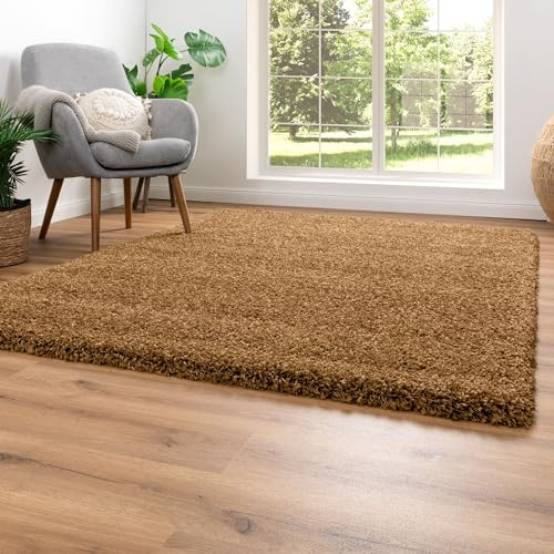 Steffensmeier Ragolle Twilight Hochflor Teppich Shaggy, weich & elastisch, moderner Wohnzimmer Teppich, Gold 2244, 200x290 cm