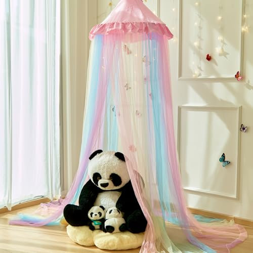 Wnqou Regenbogen Bett Dachboden Twin Größe atmungsaktive Dachboden Bett Vorhang für Bett, Prinzessin Spielen Zelt für Mädchen Schlafzimmer Dekoration Lesen Nook