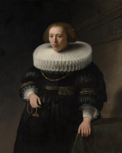 HRJUBWREE Kunst Gemälde Leinwand Malerei Poster Leinwand Wandkunst Porträt einer Frau, wahrscheinlich ein Mitglied der Familie Van Beresteyn von Rembrandt Van Rijn für Wohnzimmer Dekoration 60x90cm