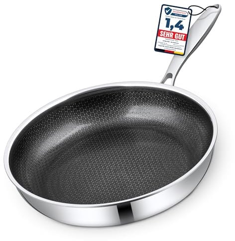 Morleos Keramikpfanne 26cm | Kratzfeste Wabenpfanne | 5-Schicht - 3mm -1,12kg | Premium Bratpfanne für Induktion | Antihaft, Backofenfest & Spülmaschinenfest | PFAS & PTFE Frei |