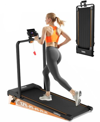 Lichico 3-in-1 Walking Pad mit 0-12% Steigung, Laufband für Zuhause Klein | 6/12 km/h, Laufband Schreibtisch Klappbar, Treadmill for Home, Walkpad Laufpad max. 150 kg Belastbarkeit, 3 Modelle wählbar