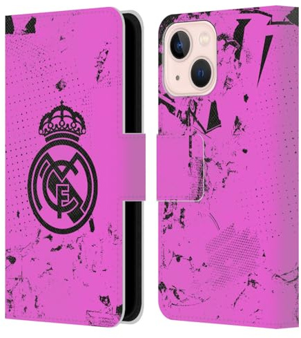 Head Case Designs Licenza Ufficiale Real Madrid CF Rosa Urbano Custodia Portafoglio in Pelle Compatibile con Apple iPhone 13 Mini
