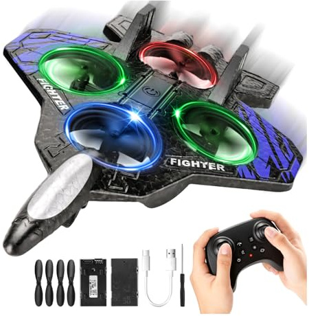 Kids RC Foam Airplane Drone with Auto Hover Color LED Lights for Beginners