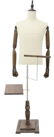 KANBCNG Männliche Schaufensterpuppe Schneiderpuppe Präsentationsständer Mannequin Torso mit Verstellbare Höhe 135–180 cm mit Hosenständer und Schuhablage Arme Abnehmbar für Boutiquen Kaufhäusern