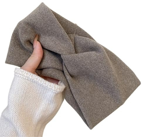 Bandeau Cache-Oreilles Bandeaux larges en cachemire for femmes, bandeaux élastiques croisés, turbans doux, bandanas unis, foulards, accessoires for cheveux(Oatmeal)