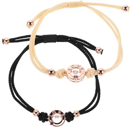 Yardenfun 1 Paar Vibrierende Partnerarmbänder für Fernbeziehungen Verstellbare Geflochtene Armbänder aus Robustem Material Beziehungsarmband für Paare und Freund Freundin Geschenk für