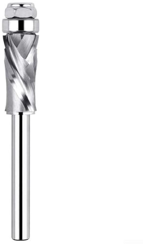 Double Bearing Spiral Router , Flush Trim Bearing Guided Pattern , Alloy Carbide Edge Forming Milling Woodworking Routing Tool(6.35x31.75mm)