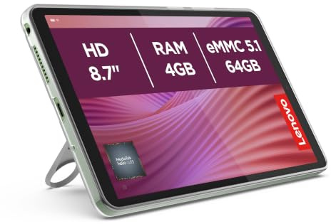 Lenovo Tab One Android Tablet | 8.7 inch HD Display | MediaTek Helio G85 | 4GB RAM | 64GB eMMC 5.1 | USB-C | Wi-Fi 5 | Clear Case Included | Seafoam Green