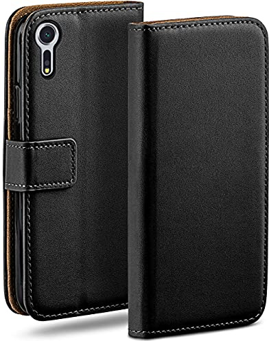 moex für Sony Xperia XZs Hülle mit Kartenfach, Handyhülle klappbar 360 Grad Schutzhülle, PU Leder Handytasche Sony Xperia XZs Klapphülle Flip Case, Schwarz