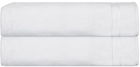 Sweet Needle Lot de 2 Serviettes de Bain en Coton Super Doux 600 g/m², Blanches, Double Couche, Solides, absorbantes et Douces pour Le Bain, la Douche et Un Usage Quotidien – 150 x 90 cm.