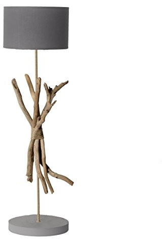 Lampe à pied artisanale en bois flotté naturel CENDRE - Fabriqué à la main par un artisan Français - 100% matériaux naturels