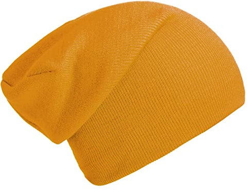 DonDon Mütze Herren Mütze Damen Wintermütze Slouch Beanie - Ockergelb