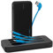 Xlayer Power Bank All-in-One 10000 mAh con tecnologia Fast Charge da 18 W, caricabatterie esterno per smartphone e tablet, con cavo micro USB, cavo di ricarica USB C e cavo Lightning, nero