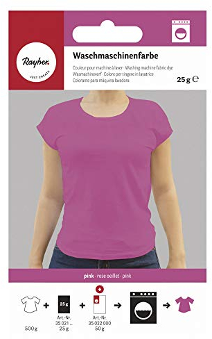 Rayher 35021264 Waschmaschinenfarbe, pink, Btl. 25 g, Textilfarbe Waschmaschine, Färbemittel Textilien