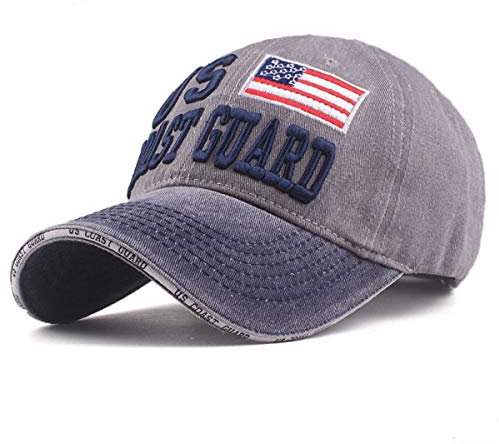 Sporty Baseballcap U.S. Coast Vintage Style Used Washed Look Retro Outdoor Kappe Mütze Cap Schirmmütze Basecap verstellbar (Navy/grau)
