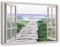 Stampa su Tela XXL Finestra con Vista Arte Moderno Mare Natura Verde 120x80 cm