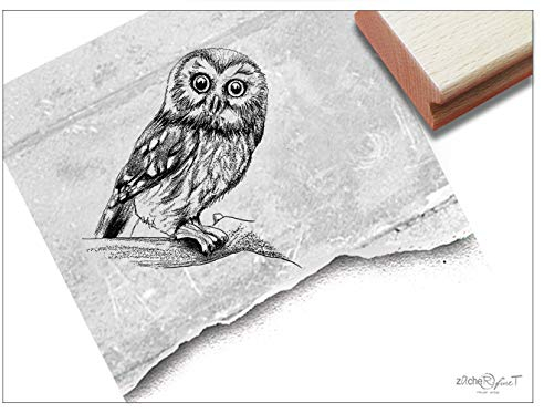 Stempel Tierstempel EULE Kauz - Motivstempel für Schule Beruf Karten Basteln Kunst Tischdeko Scrapbook Bullet Journal Deko Geschenk - zAcheR-fineT