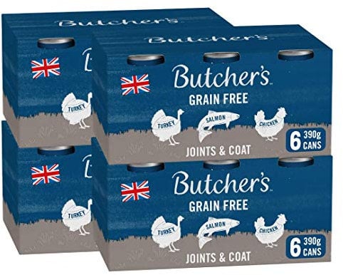 Butcher's Joints & Coat Wet Dog Food Tin Cans Variety Pack, 9.36 kg (24 x 390 g)