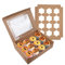 Jucoan 20 Pack Kraft Cupcake Boxes Containers with Clear Display Window, Brown Cupcake Carriers Hold 12 Standard Cupcakes, Cake Trays Holder for Cookies, Muffins and Pastries