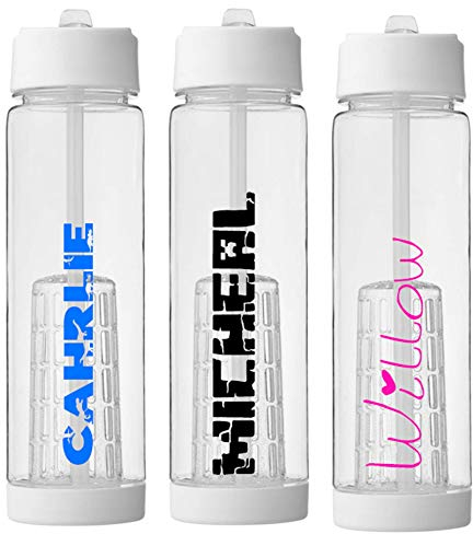 Print Maniacs Personalised Water Bottle 730ml BPA Free Plastic Any Name School Childrens Kids Adult Gym Sports Outdoor Hiking Customizable Sport Beaker Easy Carry Removable Fruit Infuser