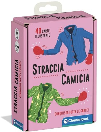 Clementoni - Straccia Camicia, Mazzo di 40 Carte Semplificate e Illustrate, Gioco da Tavolo per Bambini 4+ Anni e Tutta la Famiglia, 2-6 Giocatori, Made in Italy, Lingua Italiana, 16298