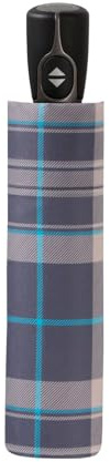Doppler Schirm, Regenschirm, Klein, 27 cm, Grey / Aqua, Kariert, Wasserdicht, Wind