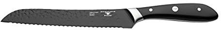 Rockingham Forge Ashwood Black Schwarz 8” Brotmesser mit Wellenschliff – Gehämmerte Klinge und Griff aus ABS Kunststoff