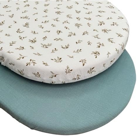 MIMUSELINA 2er-Pack Spannbettlaken Kinderwagen & Stubenwagen 78x35 cm Verstellbar | Minibettlaken aus 100% Musselin-Baumwolle Oeko-TEX | Spannbetttuch Baby