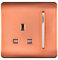 Trendi 1 Gang Raised Artistic Modern Glossy Screwless 13 Amp Single Pole with Chrome Switched UK Standard Electrical Double Wall Plug Socket in Copper - ART-SKT13CPR