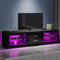 Panana TV Stand Cabinet 2 Drawer 2 Glass Shelves LED Lighted TV Console Unit for 22-55 Flat Screen 4k TVs (black)