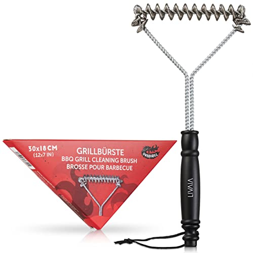 Grillbürste Edelstahl: BBQ Grillrost Edelstahl Reinigungsbürste – OVERGRILL Edelstahl Grill Reiniger Bürste f. Gasgrill, Elektro Grill, Holzkohlegrill